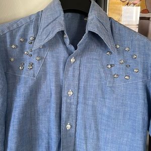 Vintage Studded Blue Button Down